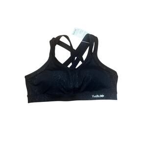 NWT Yvette High Support Cross Back Sports Bra Black Geometric Print (2XL Intl.)